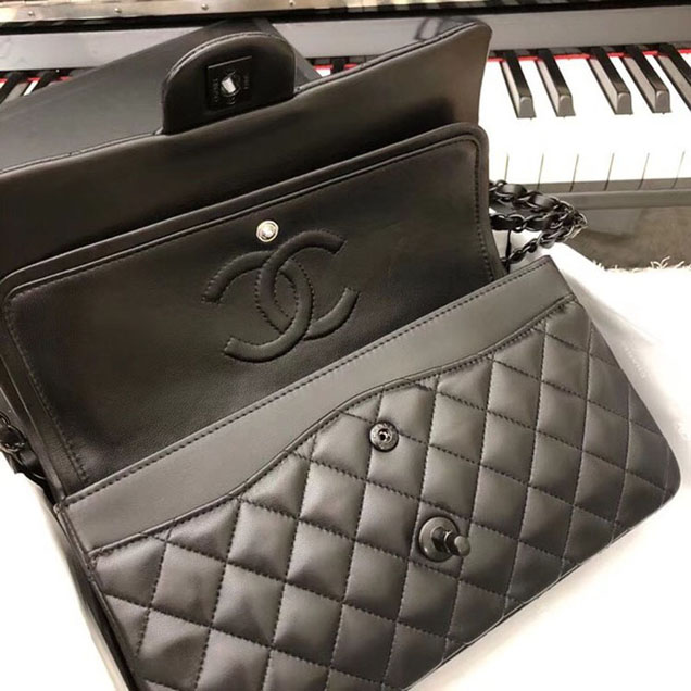 Chanel Flap Shoulder Bag Original sheepskin Leather A1112 black black chain