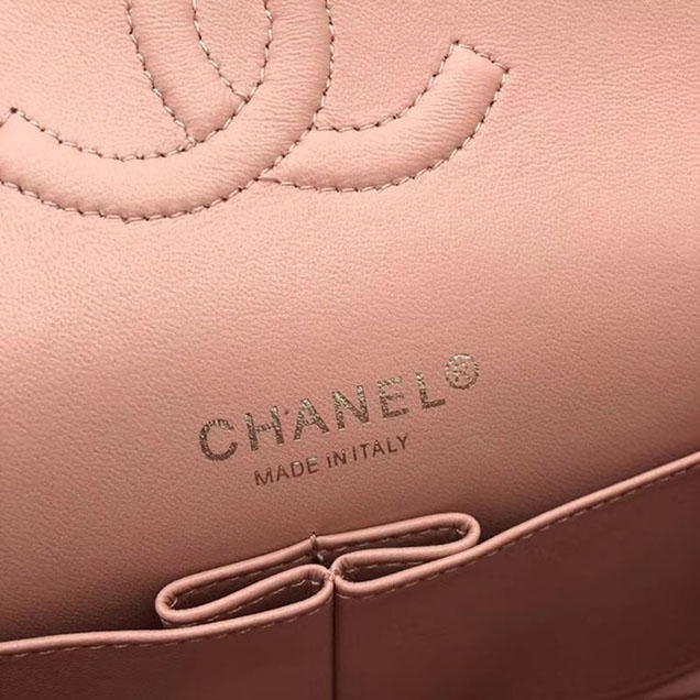 Chanel Classic original Sheepskin Leather Shoulder Bag A1112 pink silver chain
