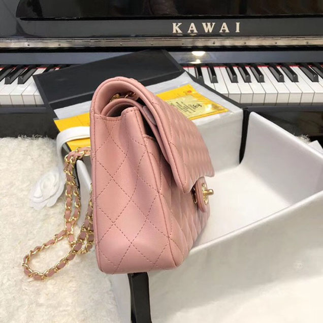 Chanel Flap Shoulder Bag Original sheepskin Leather A1112 Cherry Pink gold chain