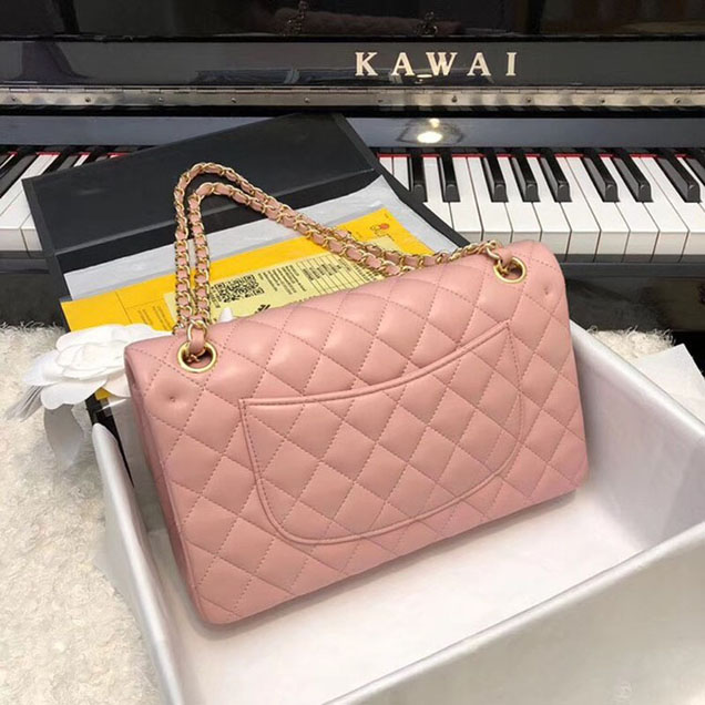 Chanel Flap Shoulder Bag Original sheepskin Leather A1112 Cherry Pink gold chain