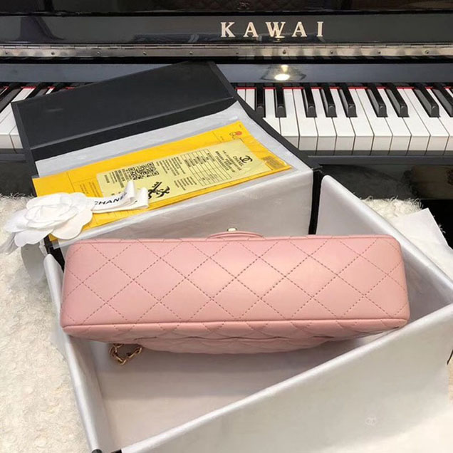 Chanel Flap Shoulder Bag Original sheepskin Leather A1112 Cherry Pink gold chain