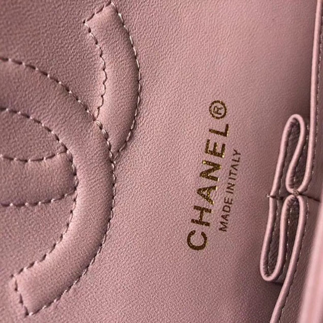 Chanel Flap Shoulder Bag Original sheepskin Leather A1112 Cherry Pink gold chain
