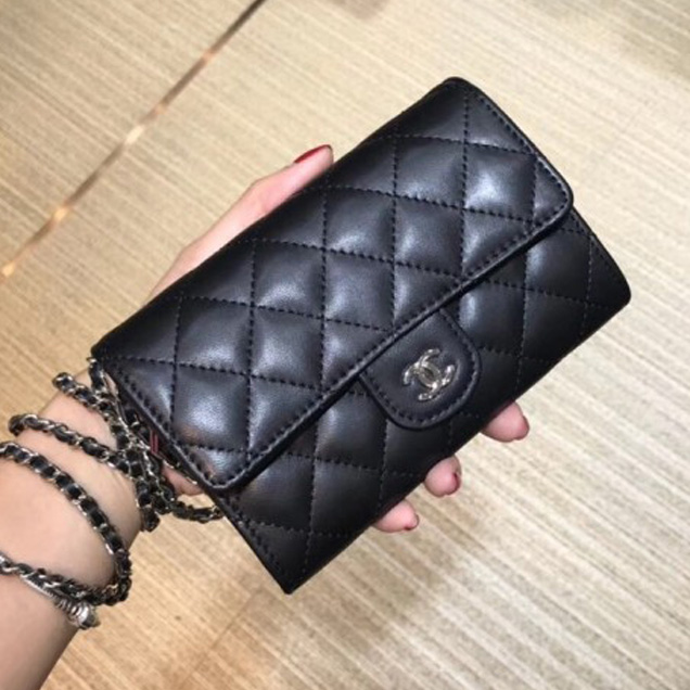 Chanel Classic Clutch with Chain WOC Bag A84512 Lambskin Black/Silver 2018