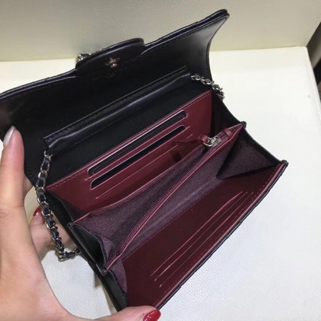 Chanel Classic Clutch with Chain WOC Bag A84512 Lambskin Black/Silver 2018