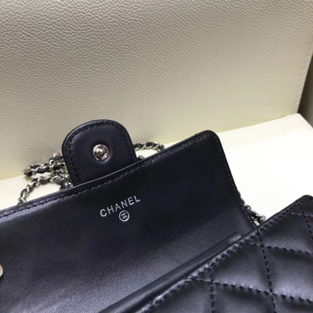 Chanel Classic Clutch with Chain WOC Bag A84512 Lambskin Black/Silver 2018