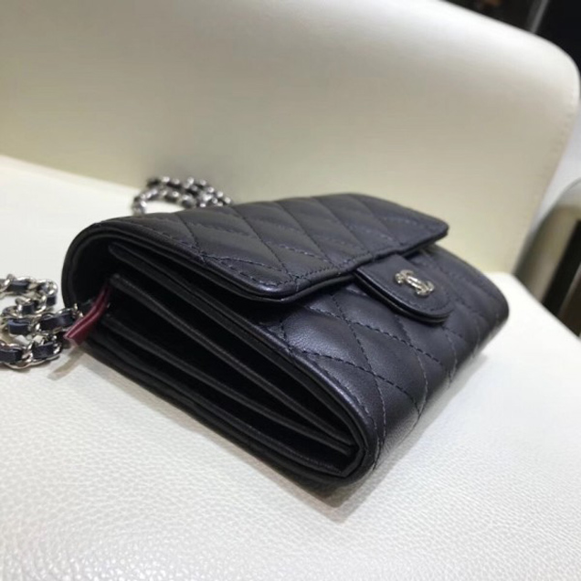 Chanel Classic Clutch with Chain WOC Bag A84512 Lambskin Black/Silver 2018