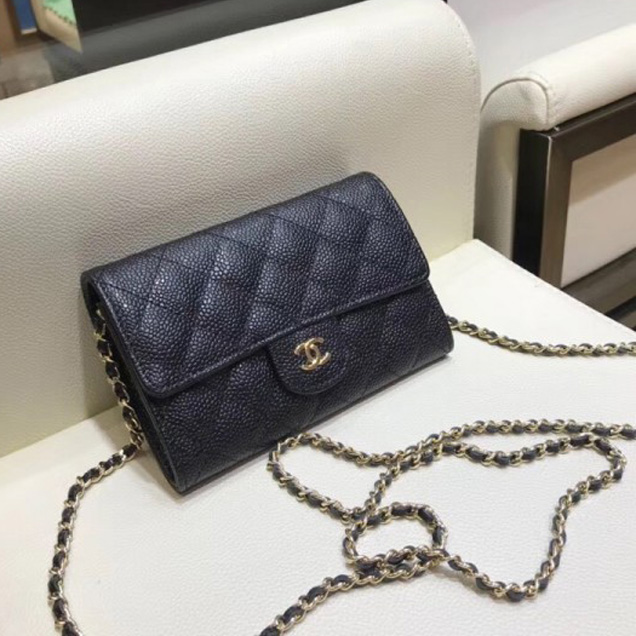 Chanel Classic Clutch with Chain WOC Bag A84512 Grained Calfskin Black/Gold 2018