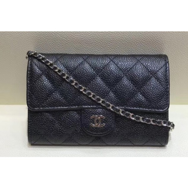 Chanel Classic Clutch with Chain WOC Bag A84512 Grained Calfskin Black/Silver 2018