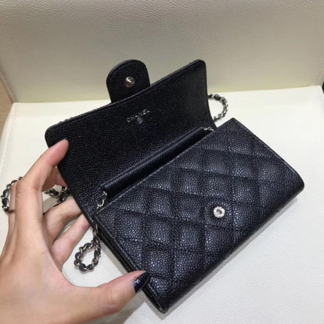 Chanel Classic Clutch with Chain WOC Bag A84512 Grained Calfskin Black/Silver 2018