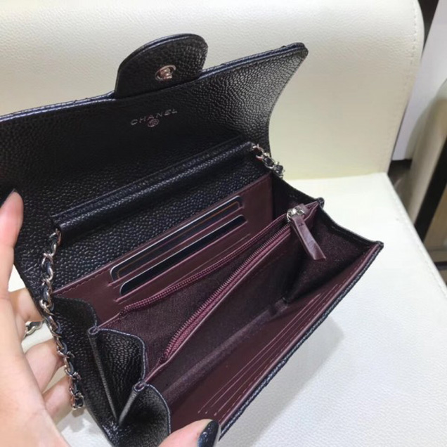 Chanel Classic Clutch with Chain WOC Bag A84512 Grained Calfskin Black/Silver 2018