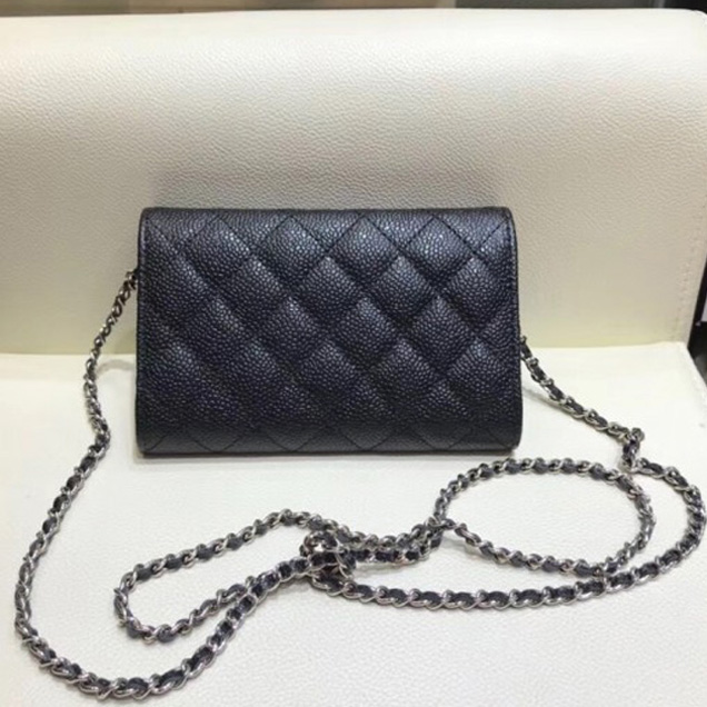 Chanel Classic Clutch with Chain WOC Bag A84512 Grained Calfskin Black/Silver 2018