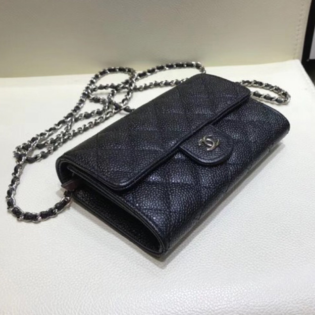 Chanel Classic Clutch with Chain WOC Bag A84512 Grained Calfskin Black/Silver 2018