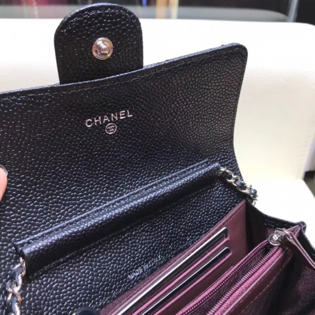 Chanel Classic Clutch with Chain WOC Bag A84512 Grained Calfskin Black/Silver 2018