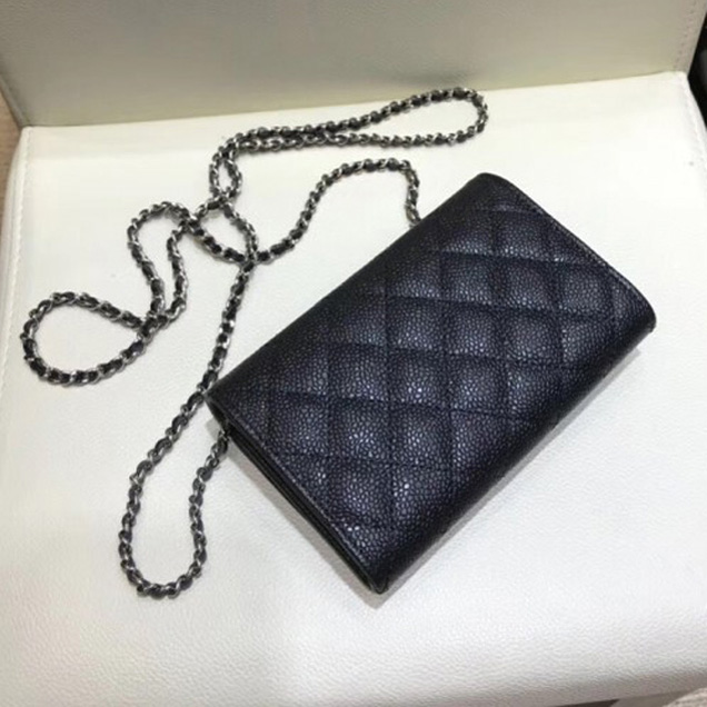 Chanel Classic Clutch with Chain WOC Bag A84512 Grained Calfskin Black/Silver 2018
