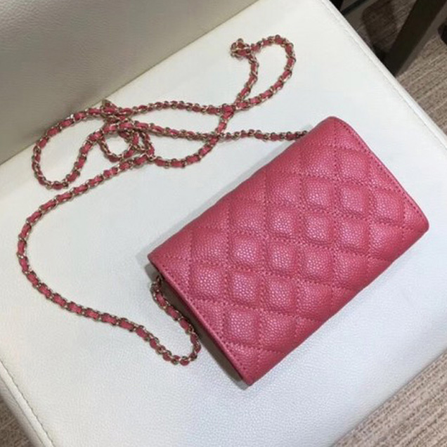 Chanel Classic Clutch with Chain WOC Bag A84512 Grained Calfskin Pink/Gold 2018