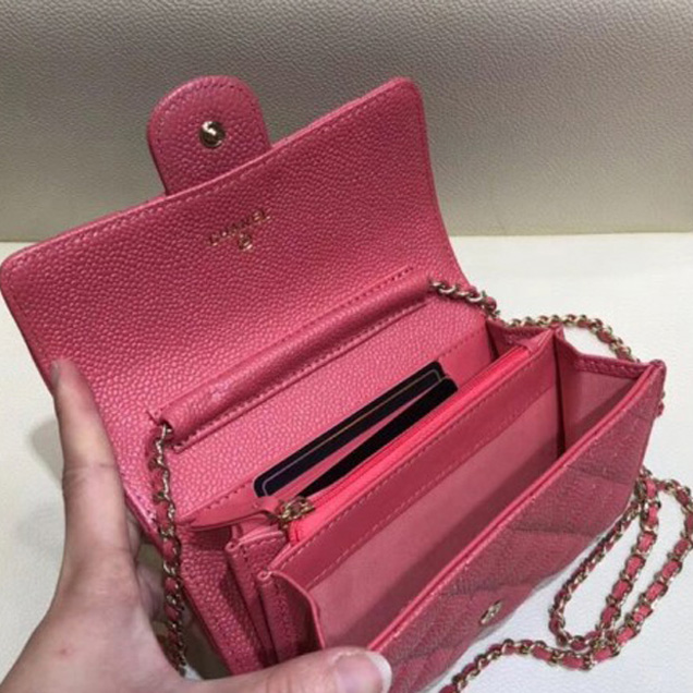 Chanel Classic Clutch with Chain WOC Bag A84512 Grained Calfskin Pink/Gold 2018