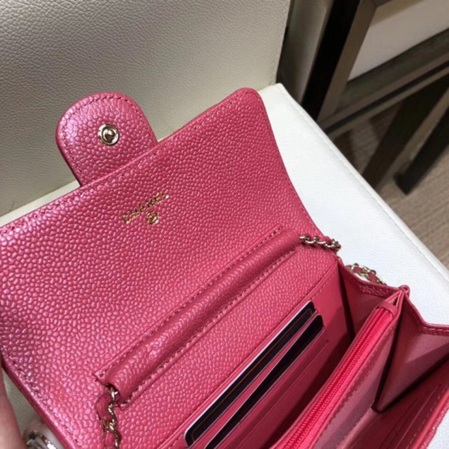 Chanel Classic Clutch with Chain WOC Bag A84512 Grained Calfskin Pink/Gold 2018