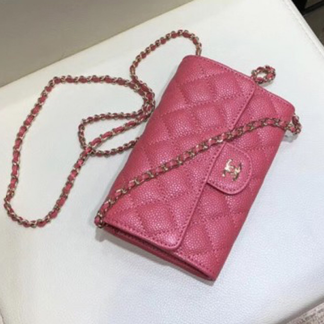 Chanel Classic Clutch with Chain WOC Bag A84512 Grained Calfskin Pink/Gold 2018