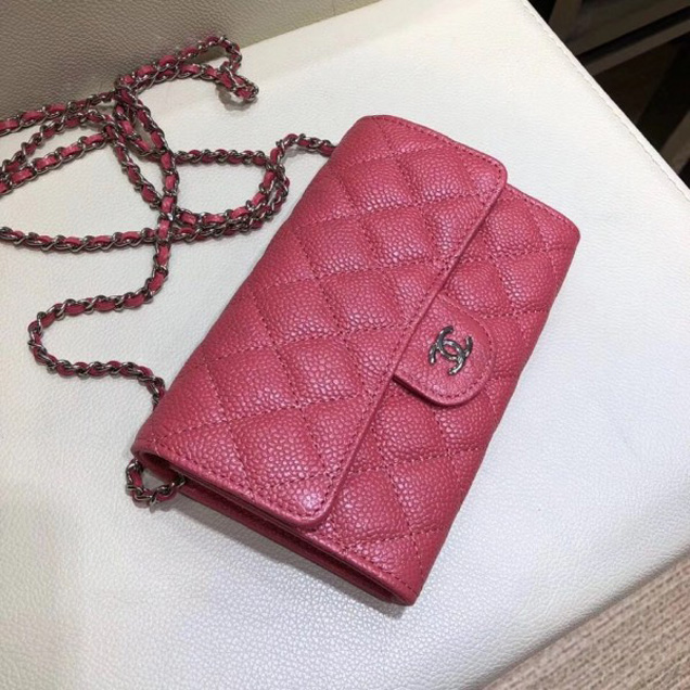 Chanel Classic Clutch with Chain WOC Bag A84512 Grained Calfskin Pink/Silver 2018