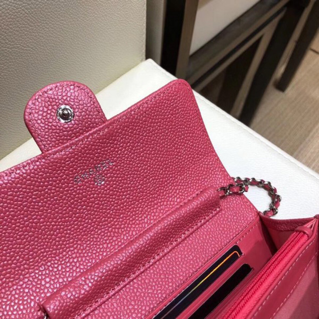 Chanel Classic Clutch with Chain WOC Bag A84512 Grained Calfskin Pink/Silver 2018