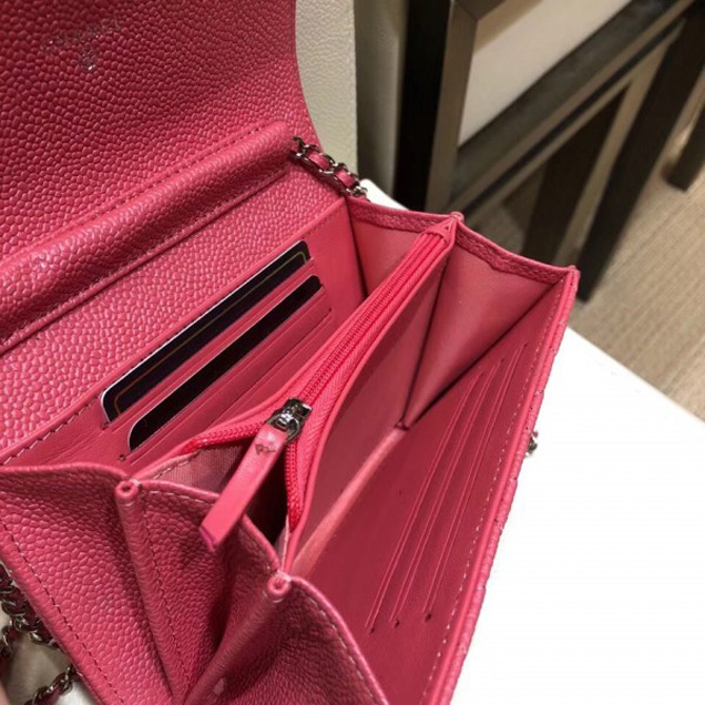 Chanel Classic Clutch with Chain WOC Bag A84512 Grained Calfskin Pink/Silver 2018