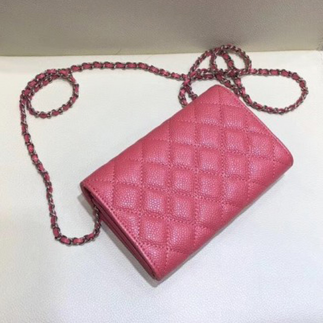 Chanel Classic Clutch with Chain WOC Bag A84512 Grained Calfskin Pink/Silver 2018