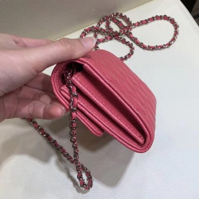 Chanel Classic Clutch with Chain WOC Bag A84512 Grained Calfskin Pink/Silver 2018