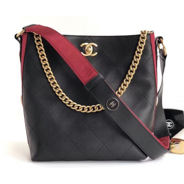 Chanel Button Up Hobo Bag A57573/A57576 Black/Burgundy 2018