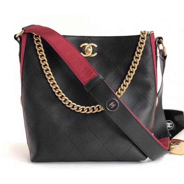 Chanel Button Up Hobo Bag A57573/A57576 Black/Burgundy 2018