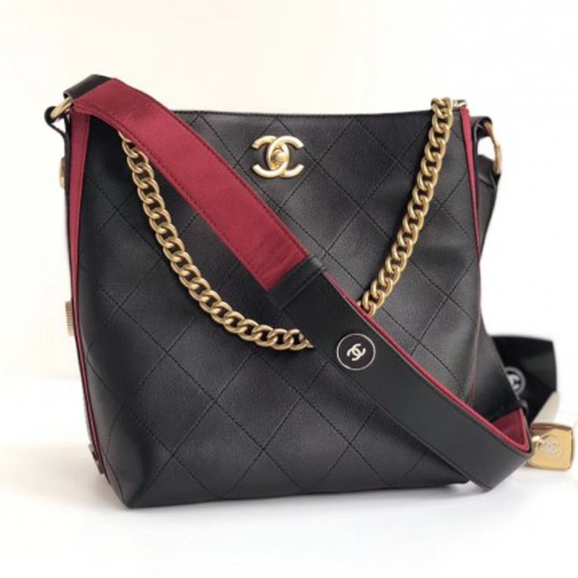 Chanel Button Up Hobo Bag A57573/A57576 Black/Burgundy 2018
