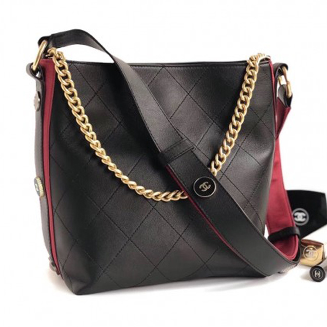 Chanel Button Up Hobo Bag A57573/A57576 Black/Burgundy 2018