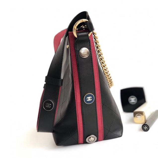 Chanel Button Up Hobo Bag A57573/A57576 Black/Burgundy 2018