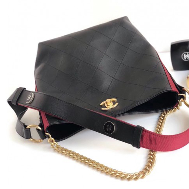 Chanel Button Up Hobo Bag A57573/A57576 Black/Burgundy 2018
