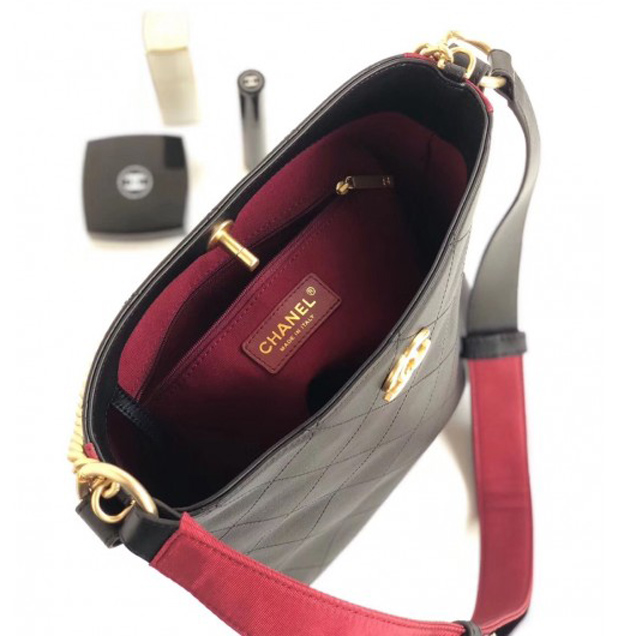 Chanel Button Up Hobo Bag A57573/A57576 Black/Burgundy 2018