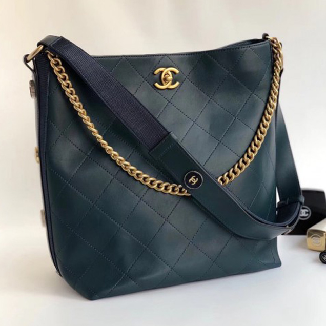 Chanel Button Up Hobo Bag A57573/A57576 Green 2018