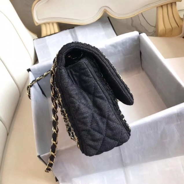 Chanel Denim/Braid Classic Medium Flap Bag Black A57698 2018 Collection