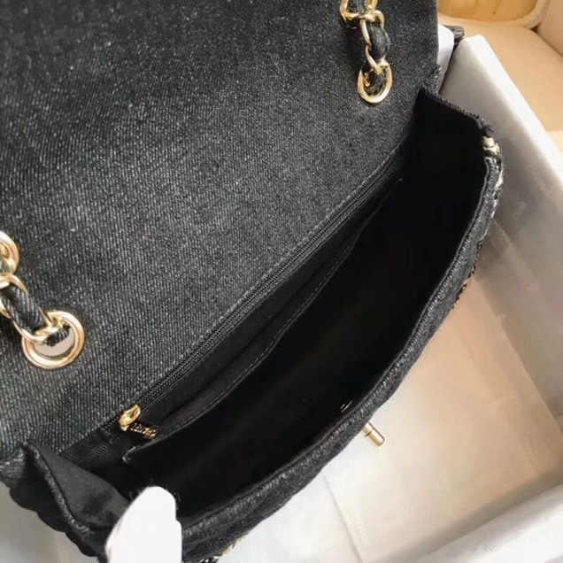 Chanel Denim/Braid Classic Medium Flap Bag Black A57698 2018 Collection