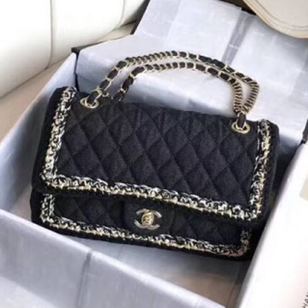 Chanel Denim/Braid Classic Medium Flap Bag Black A57698 2018 Collection