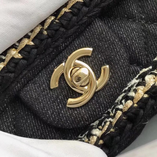 Chanel Denim/Braid Classic Medium Flap Bag Black A57698 2018 Collection