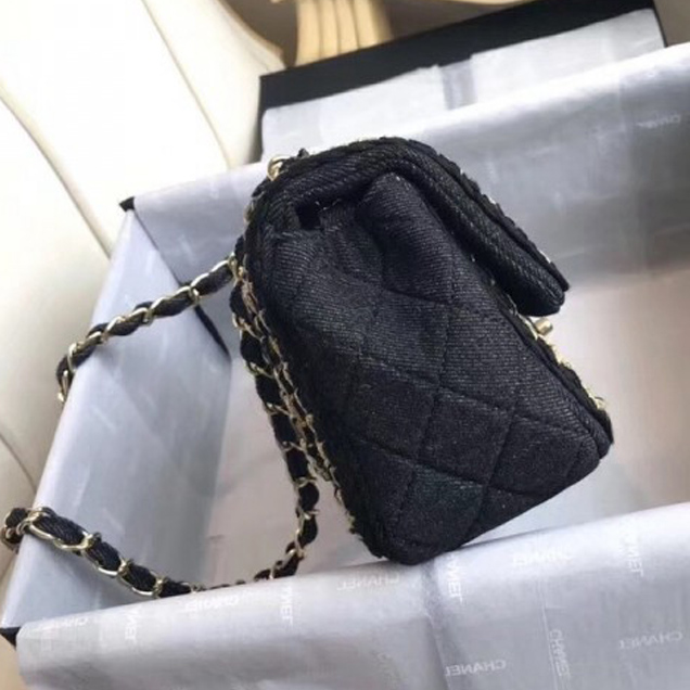 Chanel Denim/Braid Classic Mini Flap Bag Black A69900 2018 Collection