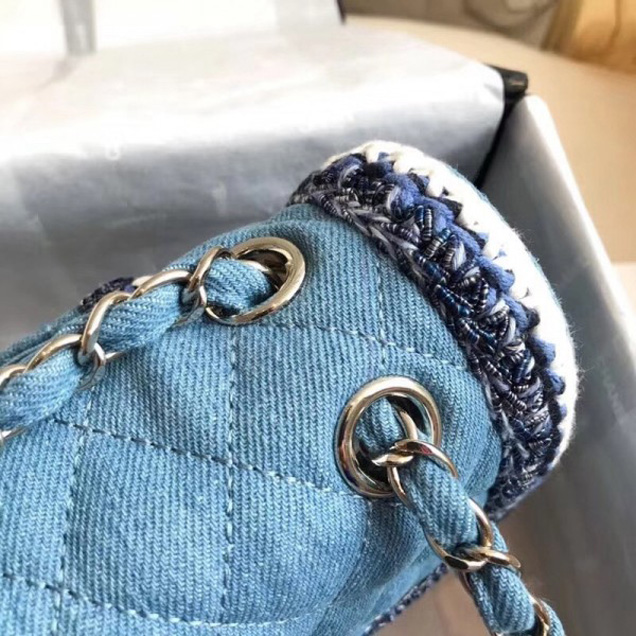 Chanel Denim/Braid Classic Medium Flap Bag Light Blue A57698 2018 Collection