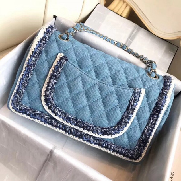 Chanel Denim/Braid Classic Medium Flap Bag Light Blue A57698 2018 Collection