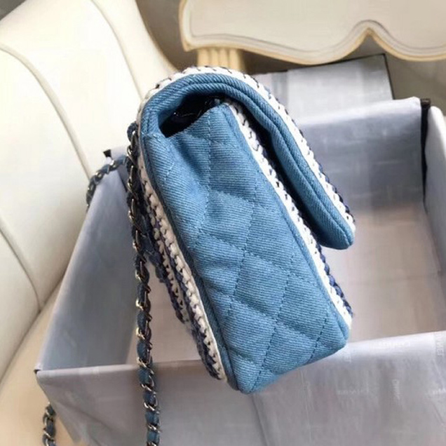 Chanel Denim/Braid Classic Medium Flap Bag Light Blue A57698 2018 Collection
