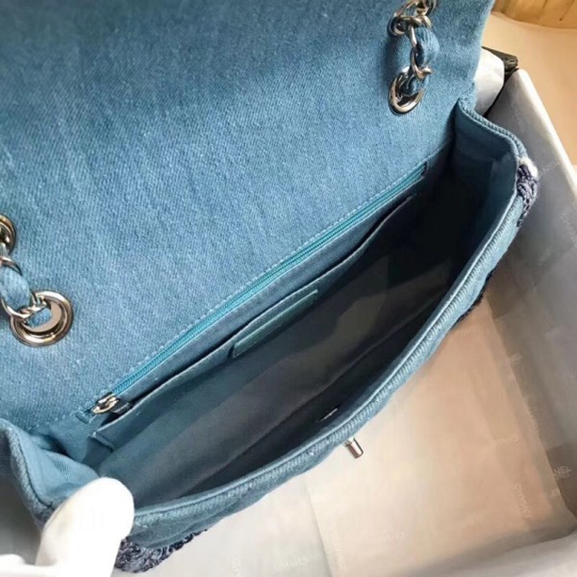 Chanel Denim/Braid Classic Medium Flap Bag Light Blue A57698 2018 Collection