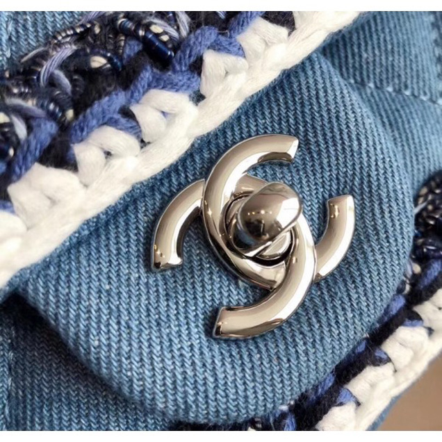 Chanel Denim/Braid Classic Mini Flap Bag Light Blue A69900 2018 Collection