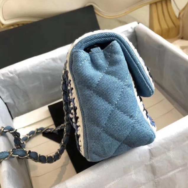 Chanel Denim/Braid Classic Mini Flap Bag Light Blue A69900 2018 Collection