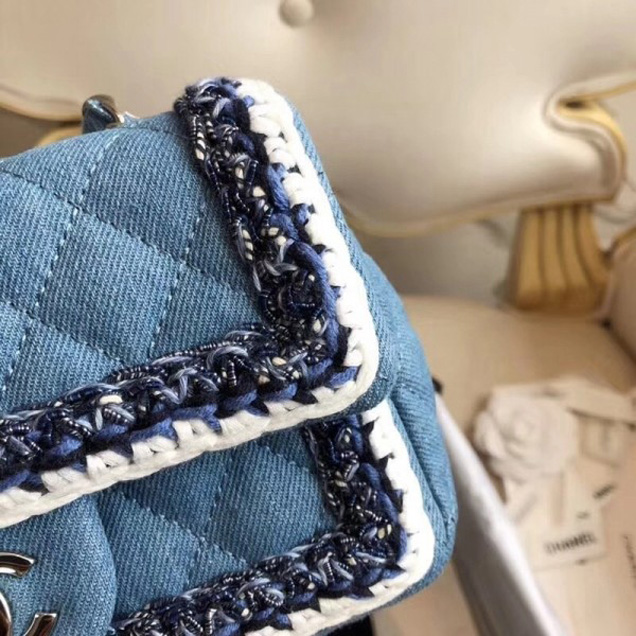 Chanel Denim/Braid Classic Mini Flap Bag Light Blue A69900 2018 Collection