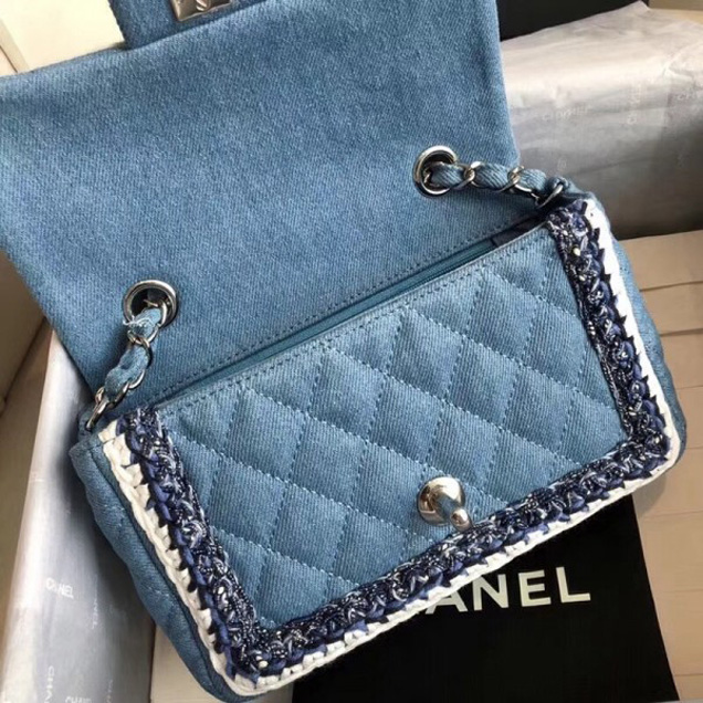 Chanel Denim/Braid Classic Mini Flap Bag Light Blue A69900 2018 Collection