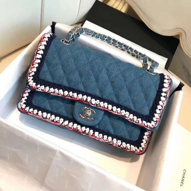 Chanel Denim/Braid Classic Medium Flap Bag Blue A57698 2018 Collection