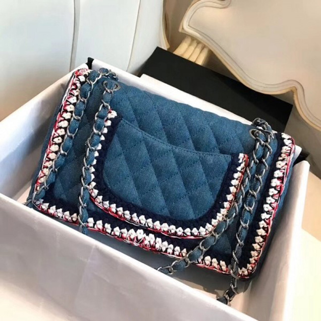 Chanel Denim/Braid Classic Medium Flap Bag Blue A57698 2018 Collection
